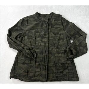 SANCTUARY Camouflage Utility Jacket M Full‎ Zip Cinch Waist Rolled Cuff Camo